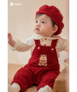 Set Quần Yếm Embes Kèm Mũ và Áo Dài Tay Em Bé Đón Tết